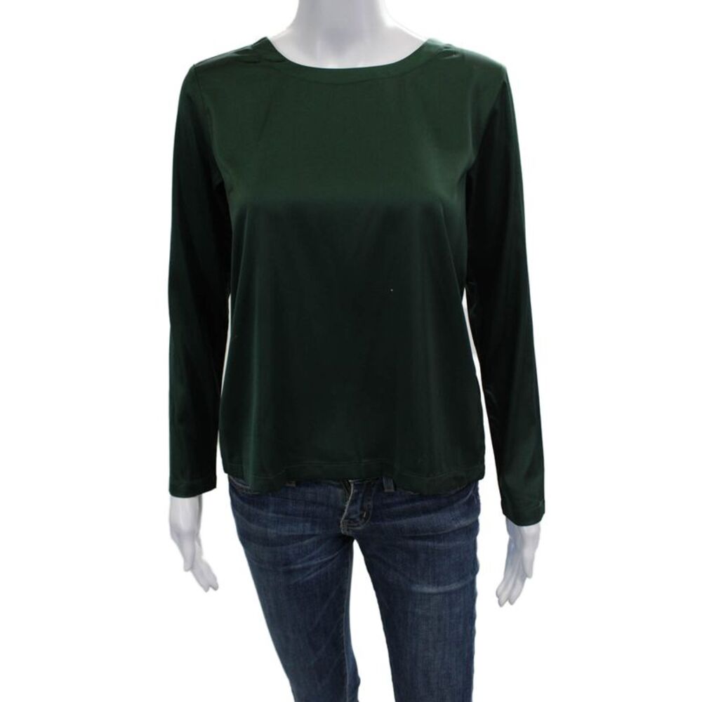 Insight Women Army Green Basic Long Sleeve Blouse Crew Neck Solid Size XS